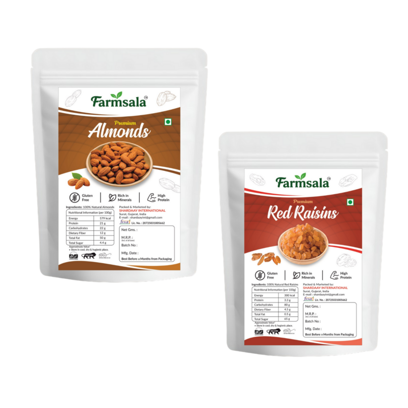 Almond & Red Kishmish Combo | Premium Healthy Dry Fruits Energy Boosting Combo | 400g