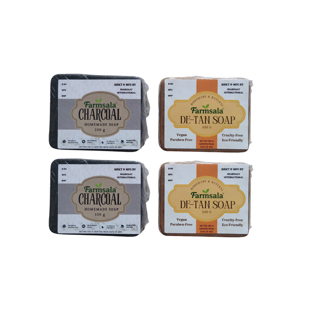 Farmsala De-Tan & Charcoal Soap Combo | Brightening & Deep Cleansing Care | Soap Pack