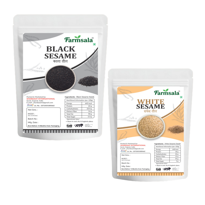Black & White Sesame Seeds Combo | Premium Natural Til Seeds Rich in Calcium & Iron | 400g