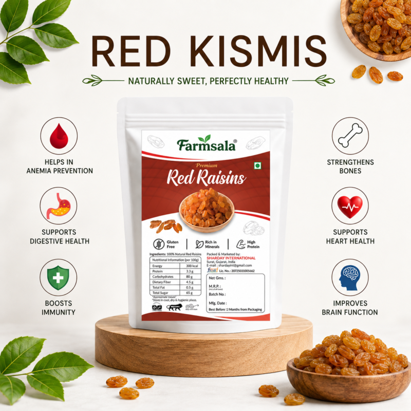 Premium Red Raisins (Lal Kishmish) | Naturally Sweet & Juicy | Healthy Dry Fruits