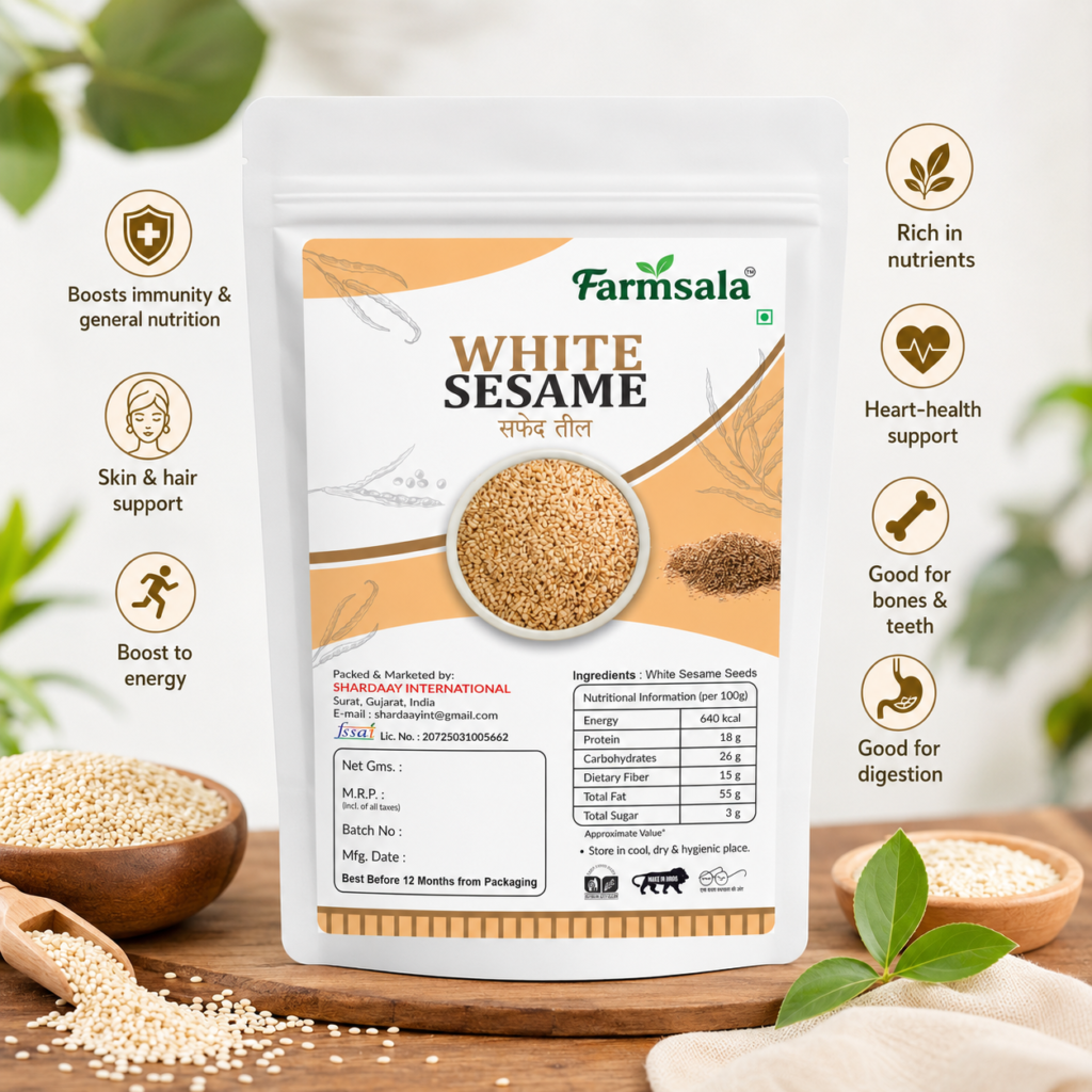 Premium White Sesame Seeds (Safed Til) | Natural & Fresh | Rich in Calcium & Protein