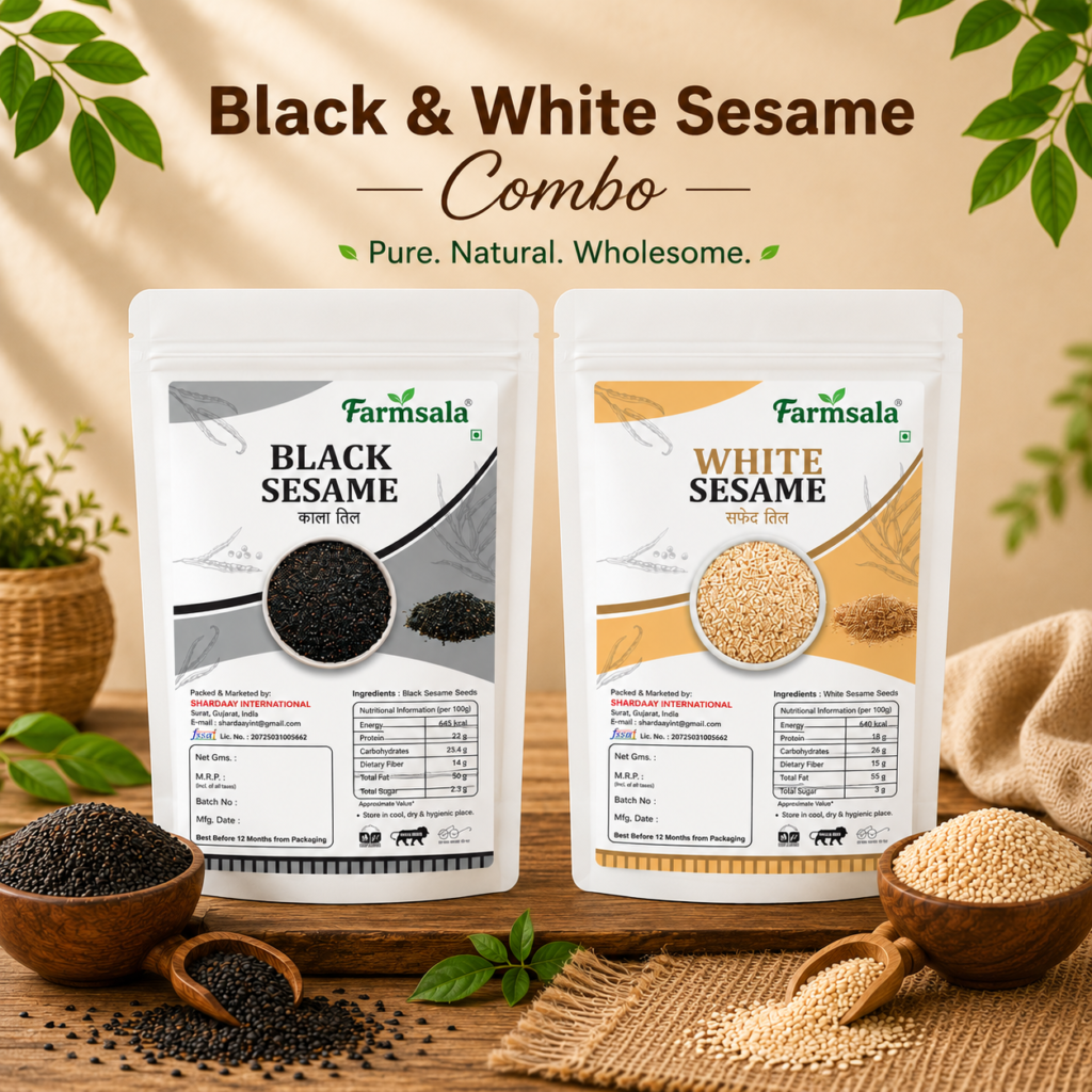 Black & White Sesame Seeds Combo | Premium Natural Til Seeds Rich in Calcium & Iron | 400g