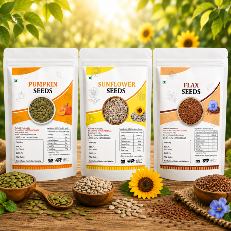 Flax, Pumpkin Size-AAA & Sunflower Seeds Combo | Fiber, Protein & Omega Rich Superfood Mix | 600g