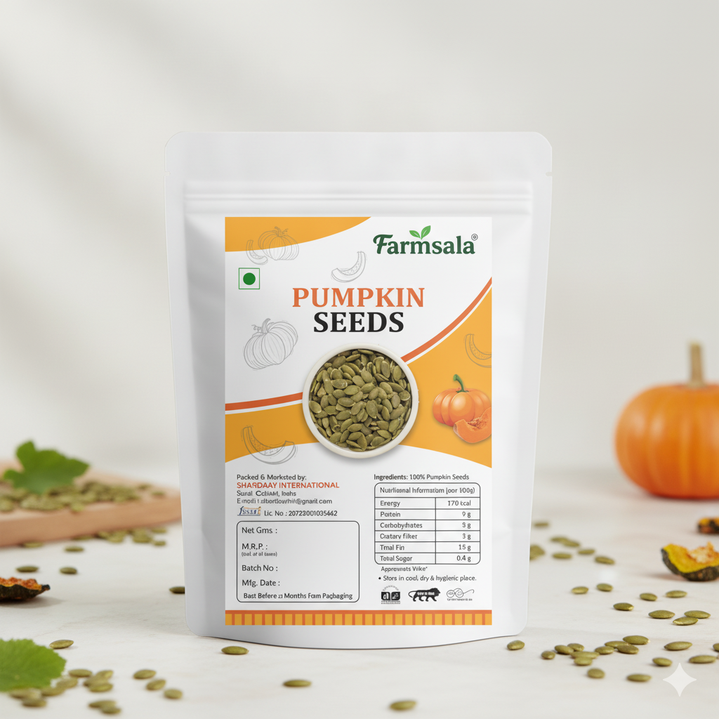 Farmsala Premium Pumpkin Seeds | Size- AAA | Protein & Fiber Rich Superfood