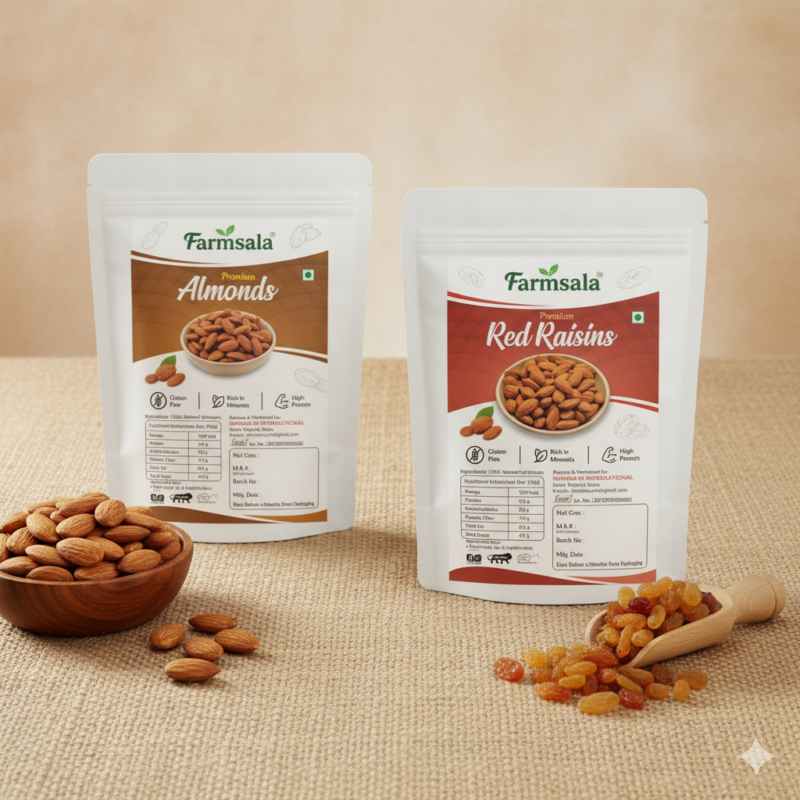 Almond & Red Kishmish Combo | Premium Healthy Dry Fruits Energy Boosting Combo | 400g