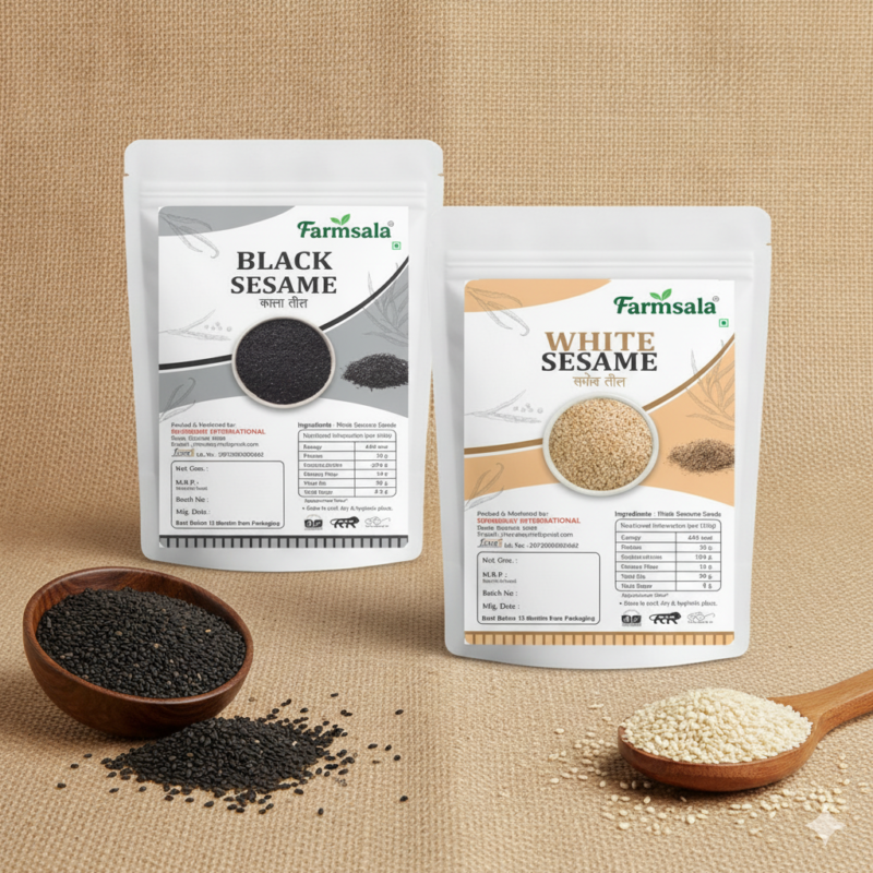 Black & White Sesame Seeds Combo | Premium Natural Til Seeds Rich in Calcium & Iron | 400g