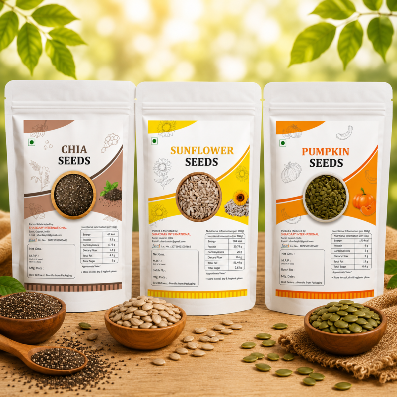 Chia, Pumpkin & Sunflower Seeds Combo | Fiber, Protein & Omega Rich Superfood Mix | 600g