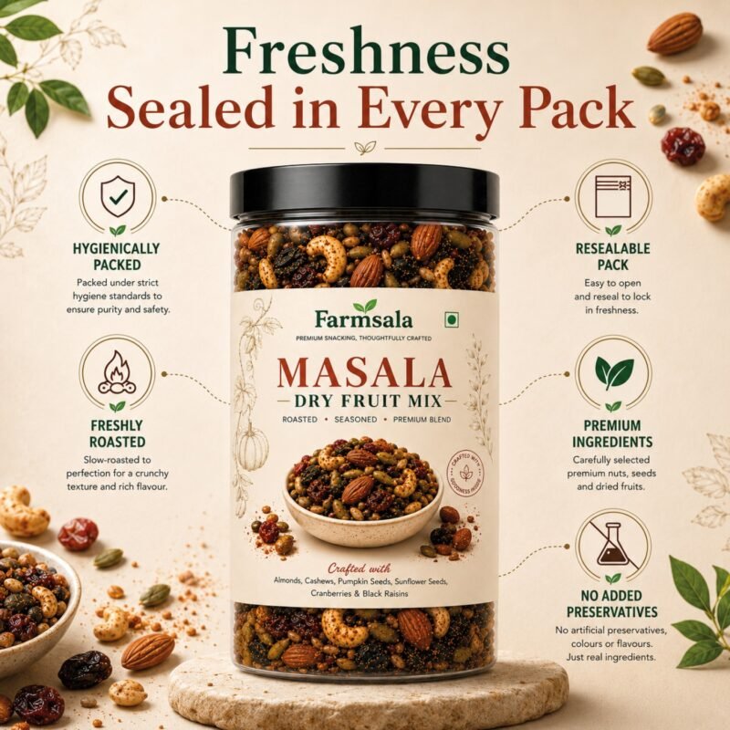Masala Dry Fruit Mix – Almonds, Cashews, Pumpkin Seeds, Sunflower Seeds & Cranberries - 400 G